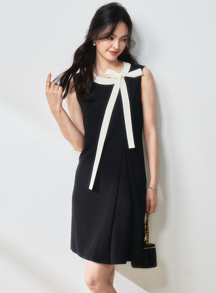 Contrast Bow Strap Midi Dress