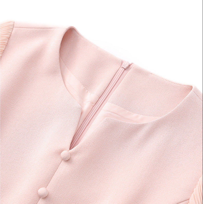 Elegant Chiffon Pleated Sleeves Long Dress