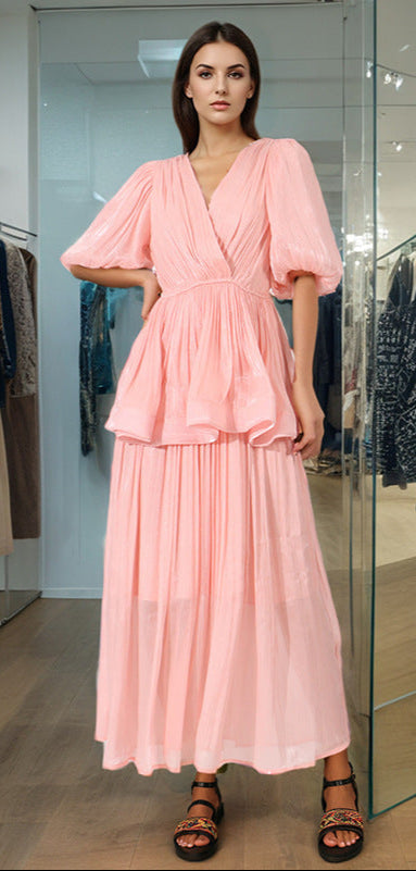 Retro Ruffle Elegance Maxi Dress – Summer Feminine Charm