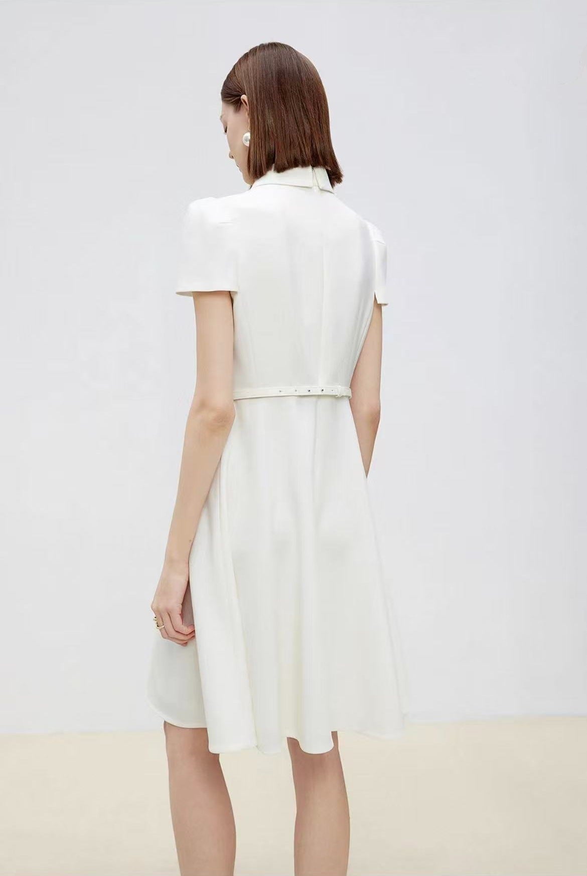 Ivory Midi Dress with Polo Collar