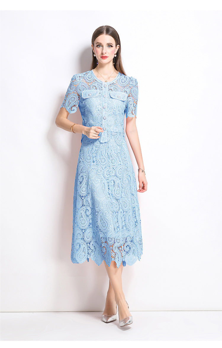 Retro Waterproof Lace Two-Piece Set