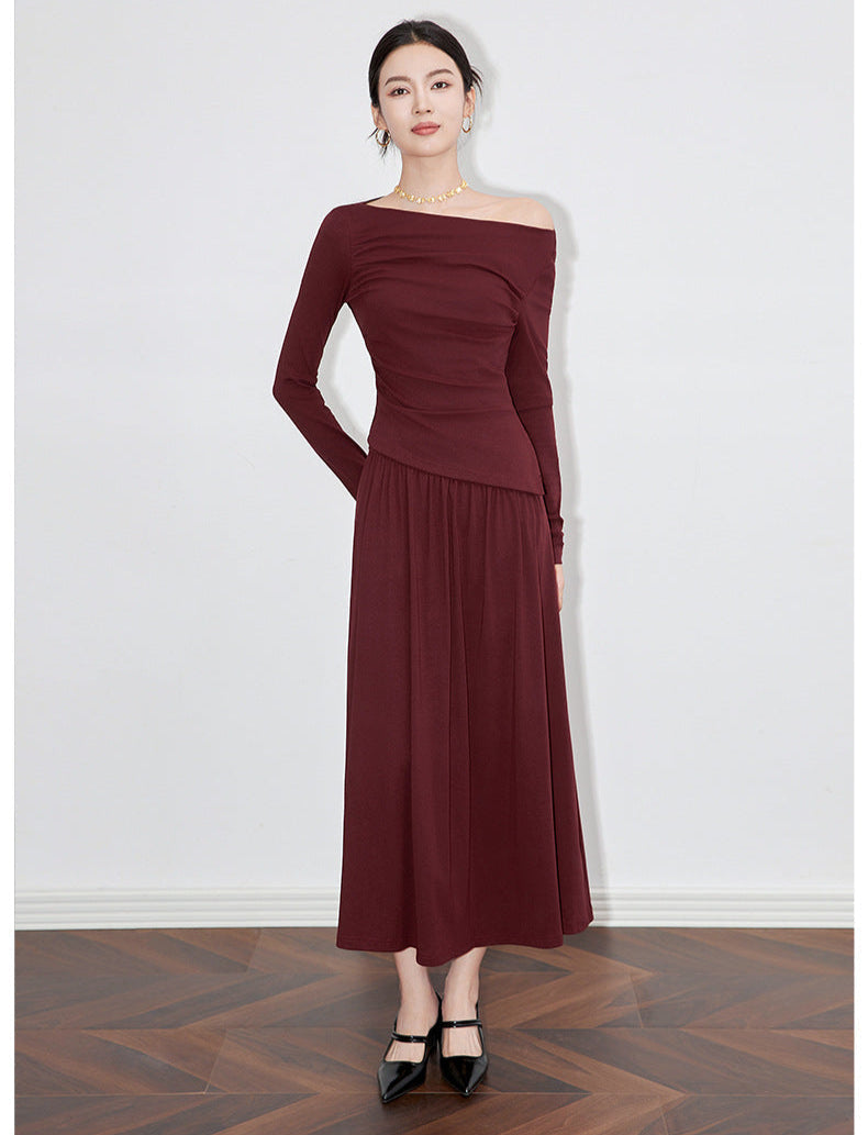 One-Shoulder Long Sleeve Two-Piece Set