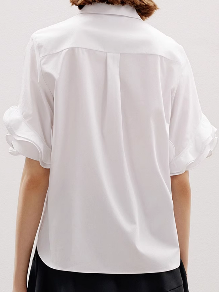 Rose Sleeve White Blouse