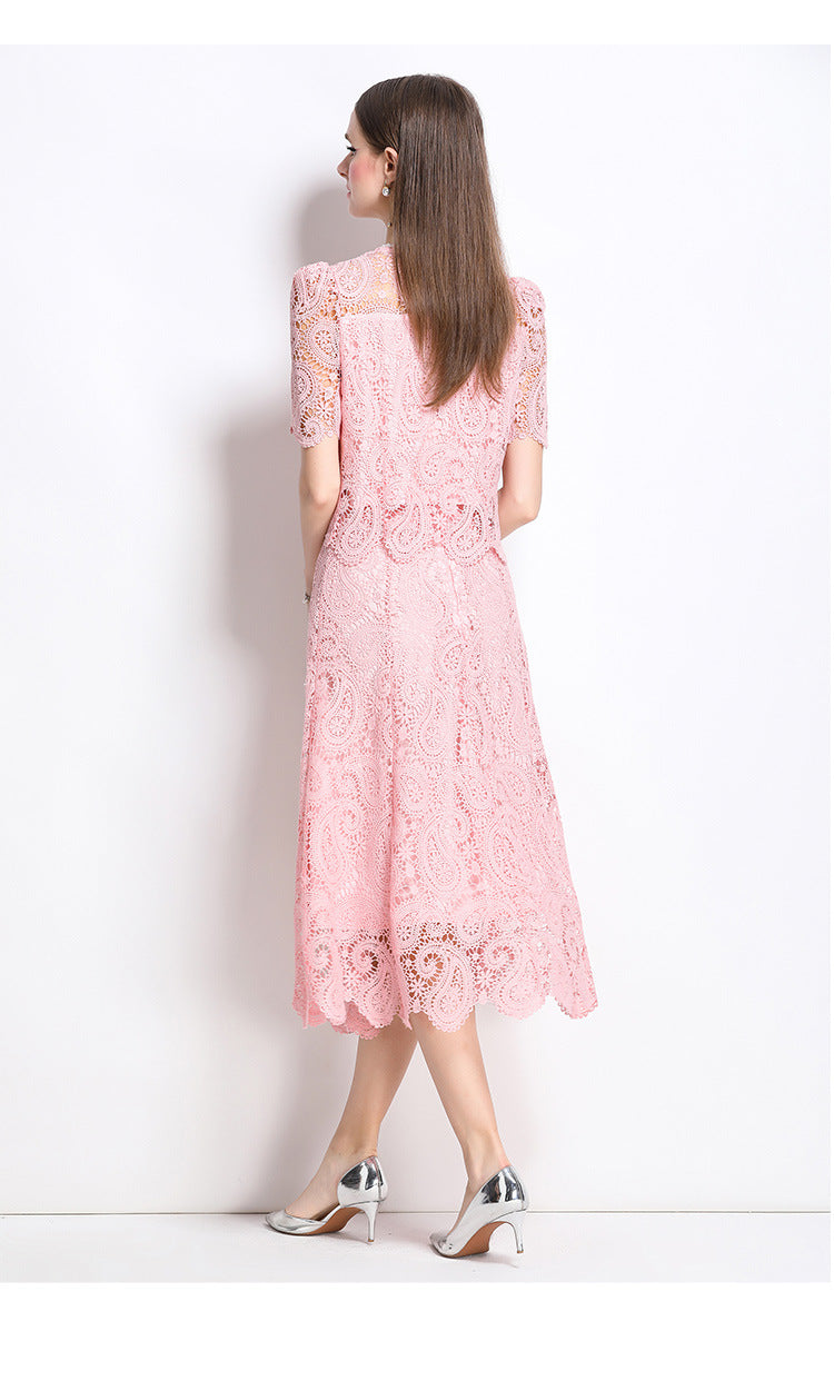 Retro Waterproof Lace Two-Piece Set