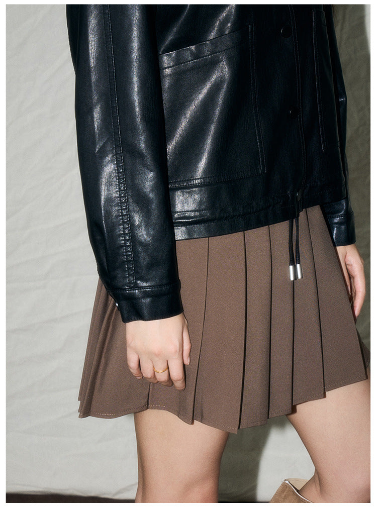 Ruched Retro Moto-Style Jacket