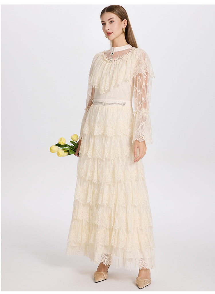 French Elegance Tulle-Layered Crystal Princess Gown