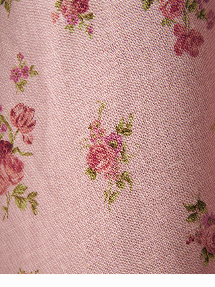 Pink Linen Summer Dress with Square Neckline – French Retro Vibes