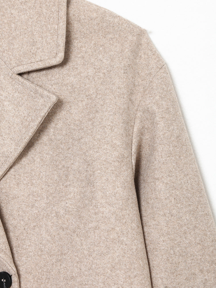 Double-Breasted Cotton Blend Long Coat – Relaxed Fit, Lightweight Warmth