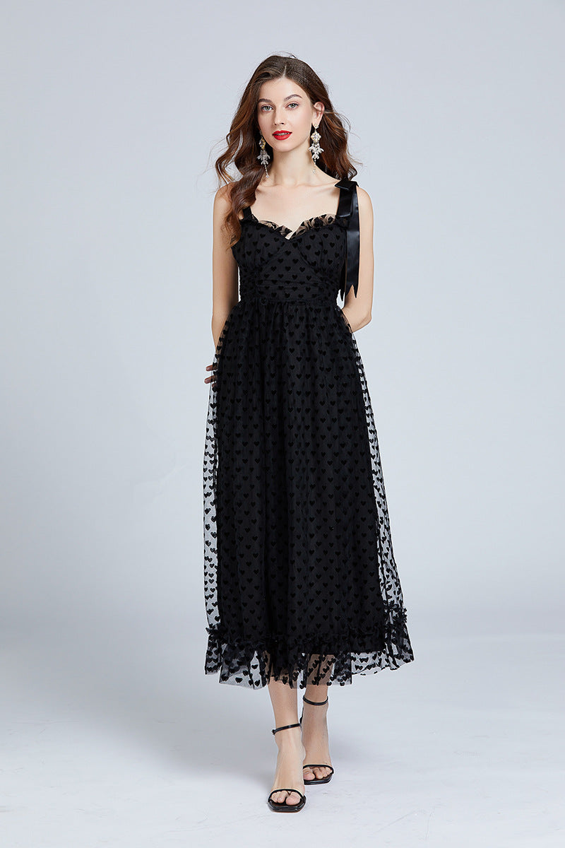 Love Dots Ruffled Maxi Dress – Adjustable Straps