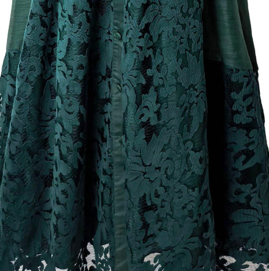 Lace Collar Lantern Sleeve Midi Dress