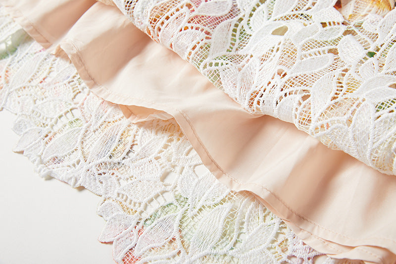 French Style Floral Lace Midi Dress