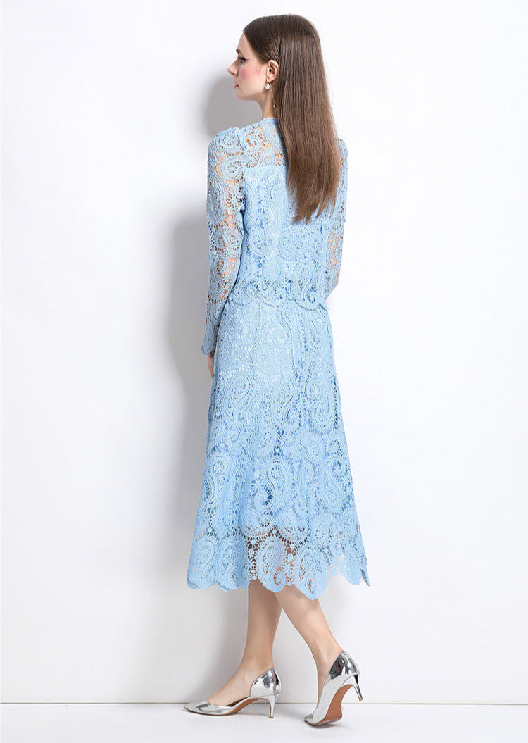 Retro Waterproof Lace Two-Piece Set
