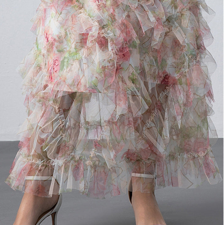 Elegant Floral Princess Maxi Dress