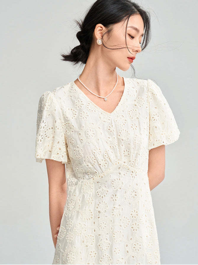 Moonlight Embroidered Summer Dress – Tencel Elegance