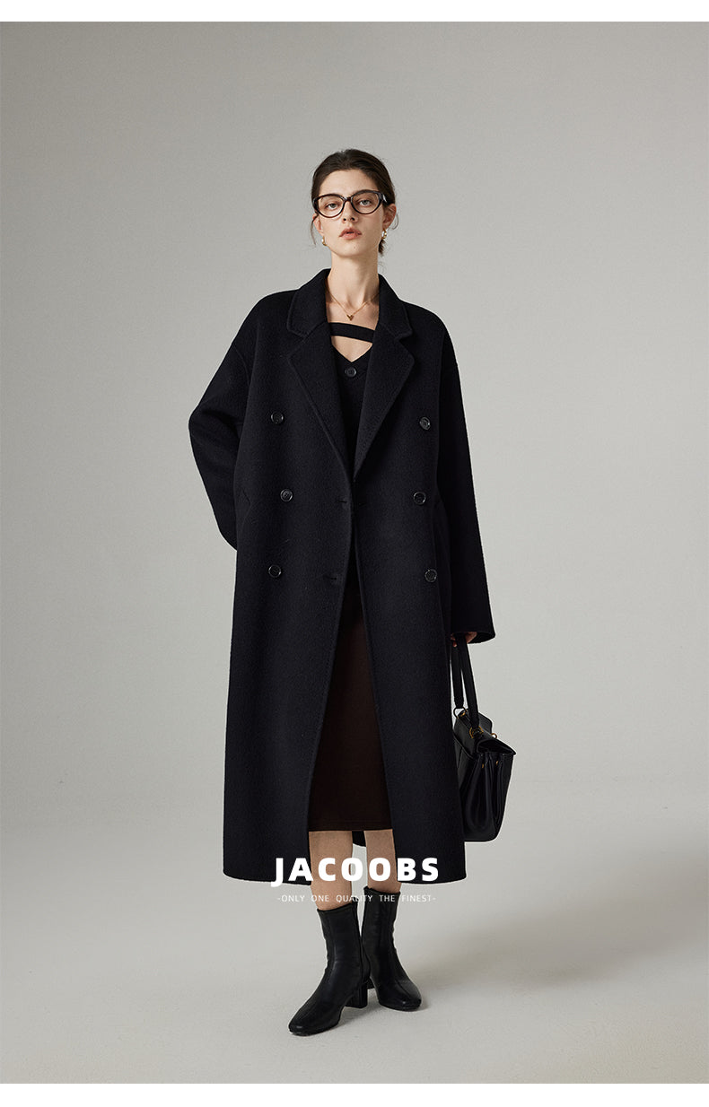 Reversible Pure Wool Minimal Long Coat