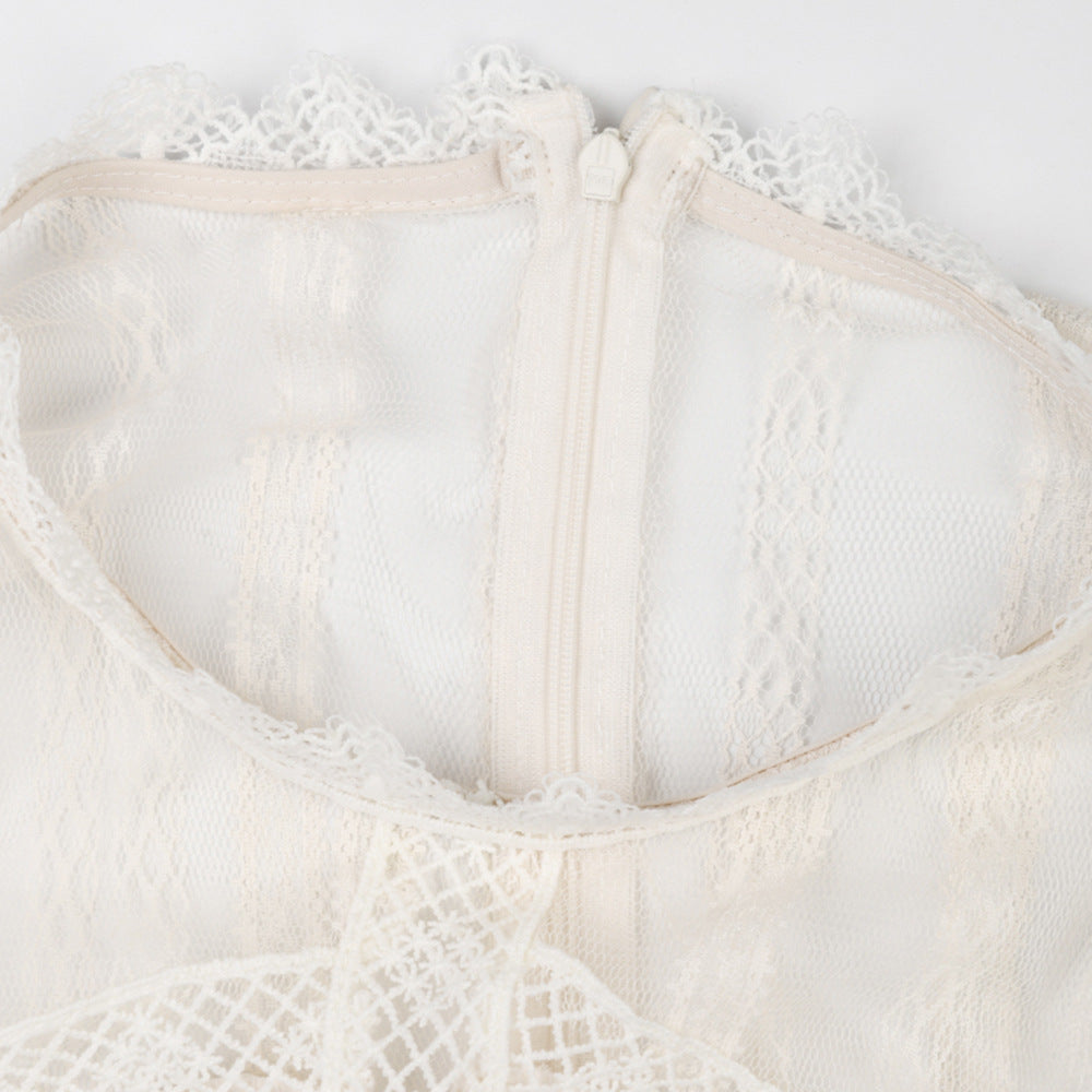 Layered Lace Embroidered Tea Dress