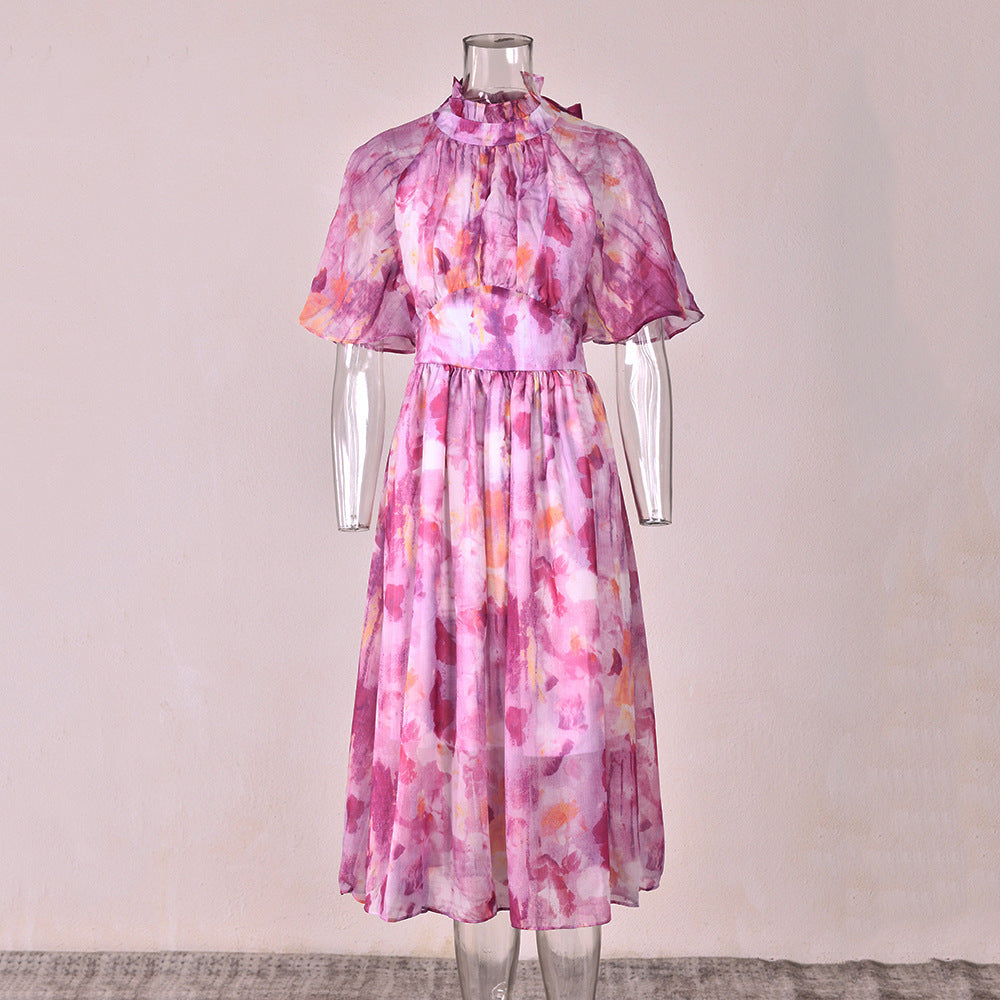 "Sea of Flowers" Backless Midi Dress – Romantic Vintage Charm