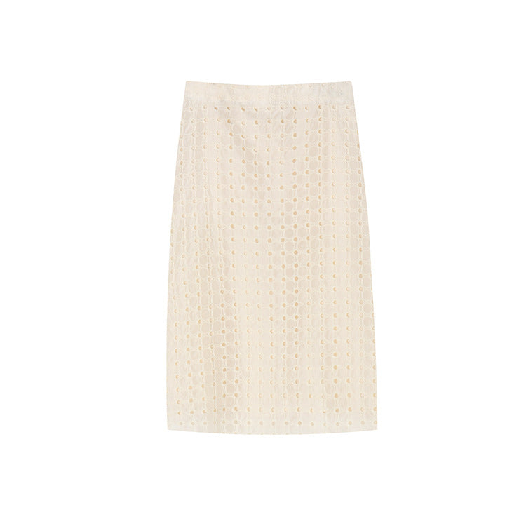 Elegant Geometry Ecru Tencel Top and Midi Top&Skirt