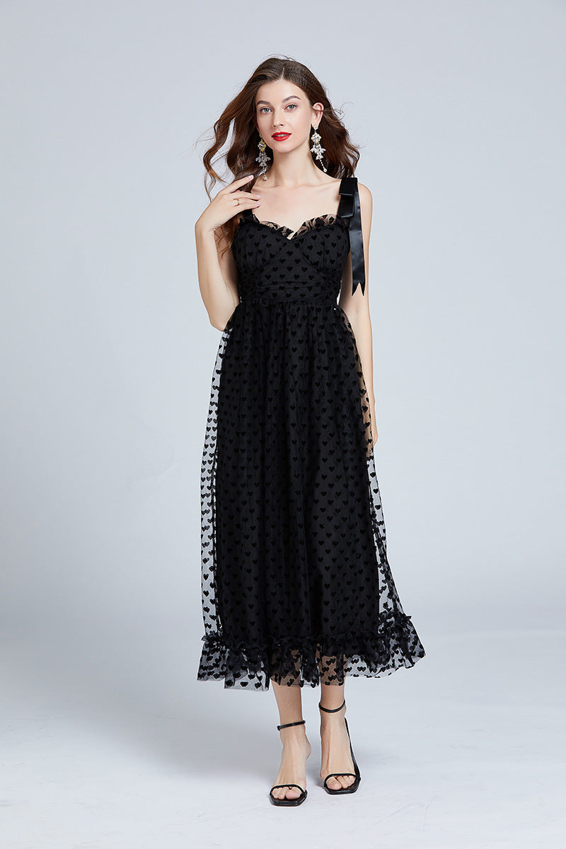 Love Dots Ruffled Maxi Dress – Adjustable Straps
