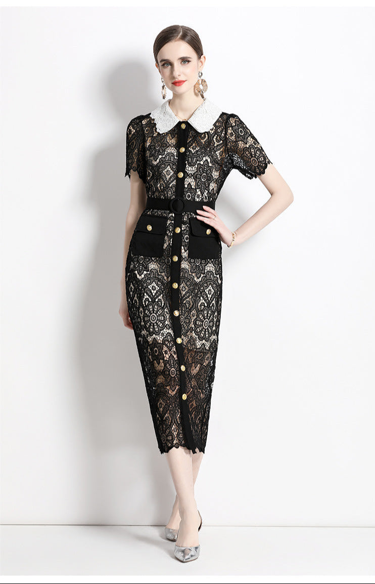 Lace Elegance Slim Fit Midi Dress