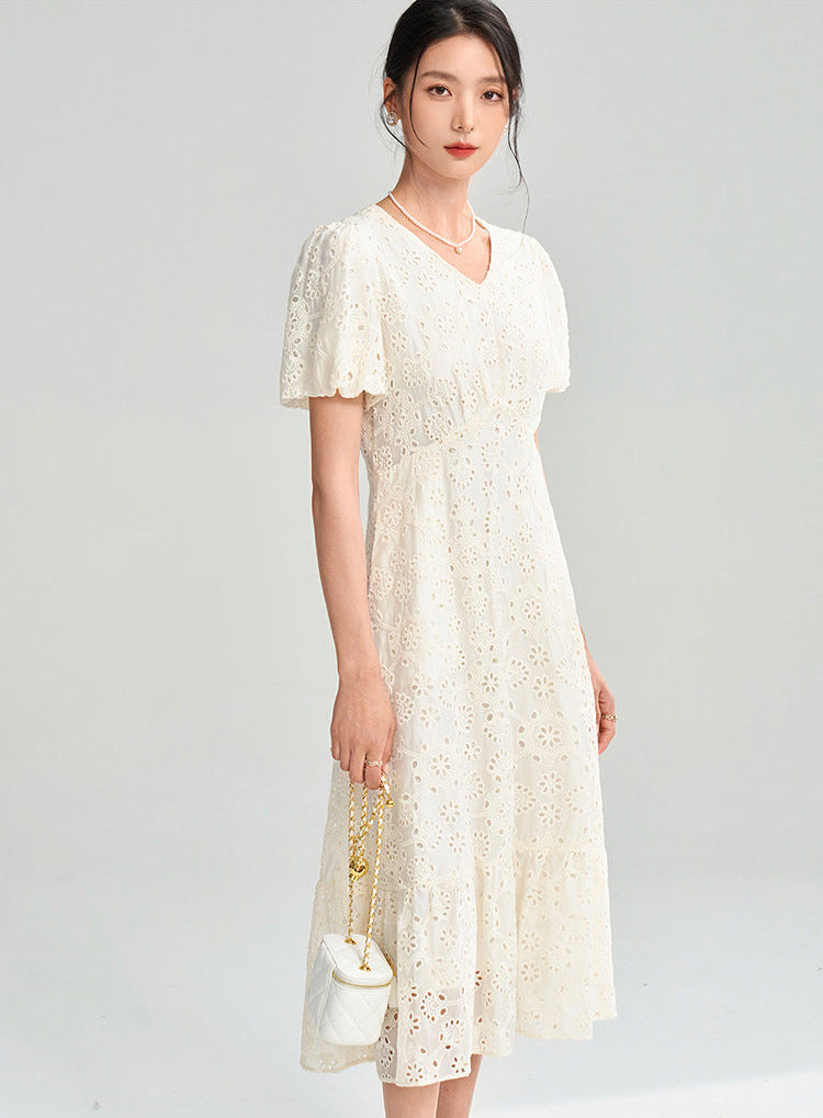 Moonlight Embroidered Summer Dress – Tencel Elegance