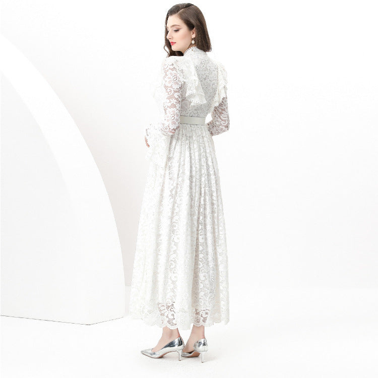 French Style Romantic Lace Embroidered Long Dress