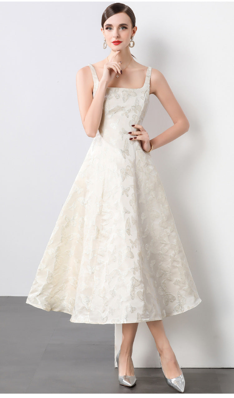 Graceful Swan Sleeveless Midi Dress