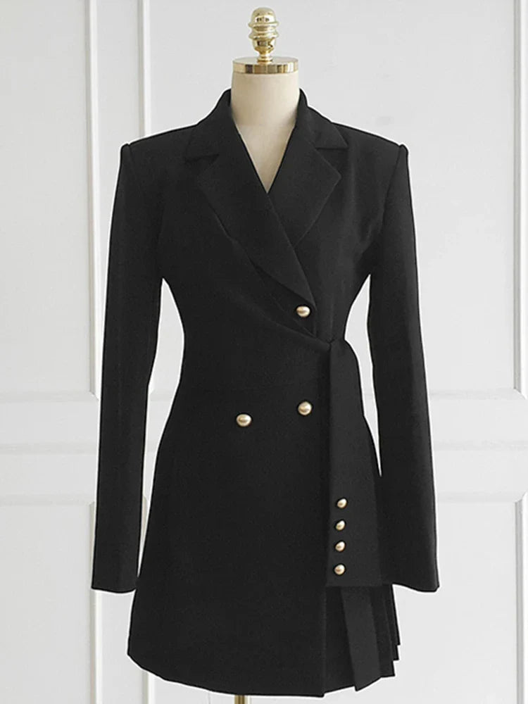 Belted Double-Breasted Short Blazer Dress