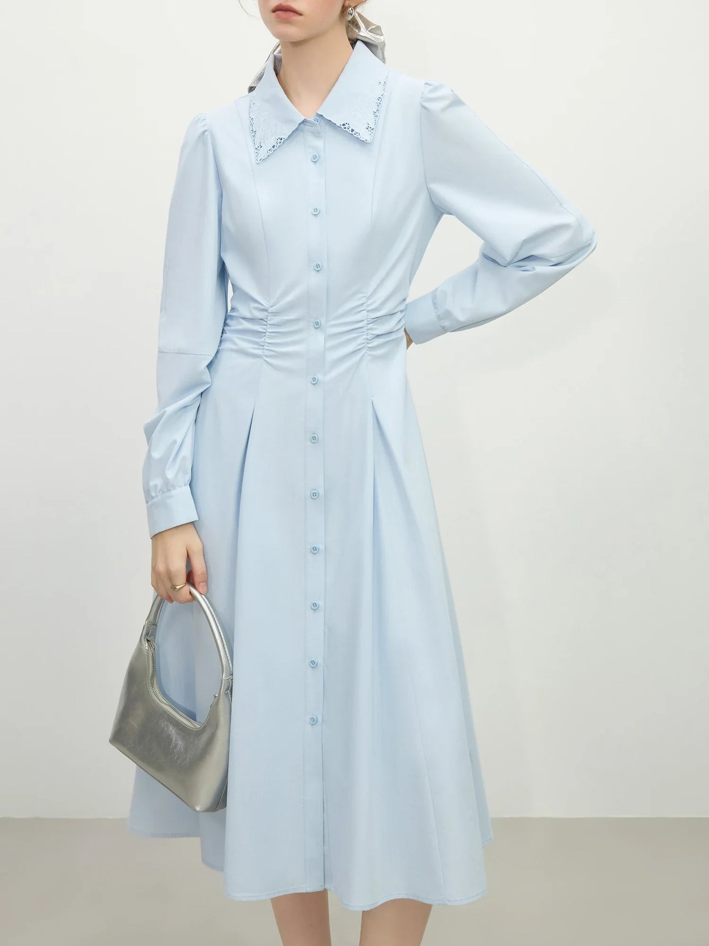 French-Inspired Belted Shirt Dress