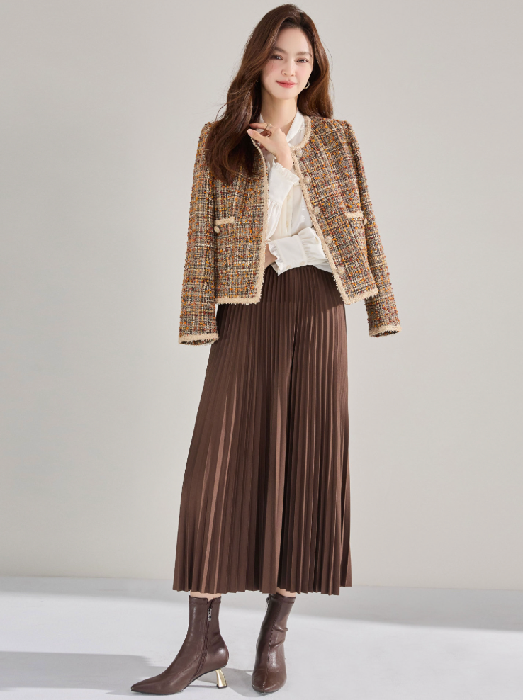 High-Waisted Pleated Midi Skirt – Elegant & Everyday Comfort