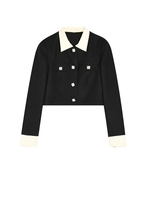 Elegant Contrast-Trim Mermaid Skirt Blazer Set