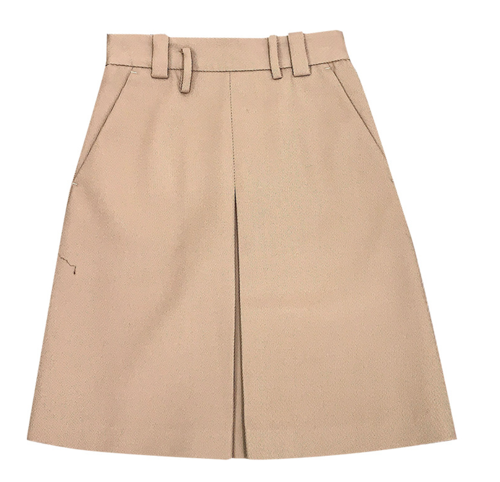 Wool Serge Twill Midi Skirt – High Waist A-Line Office Style