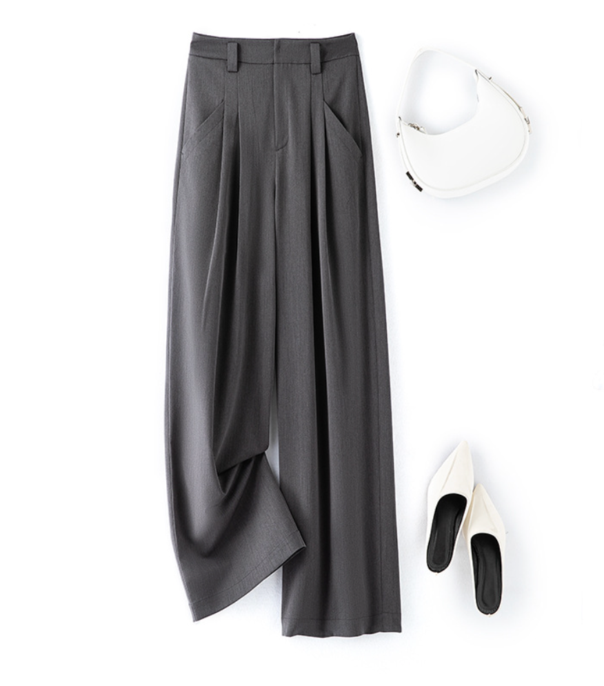 High-Waisted Wide-Leg Classic Trousers