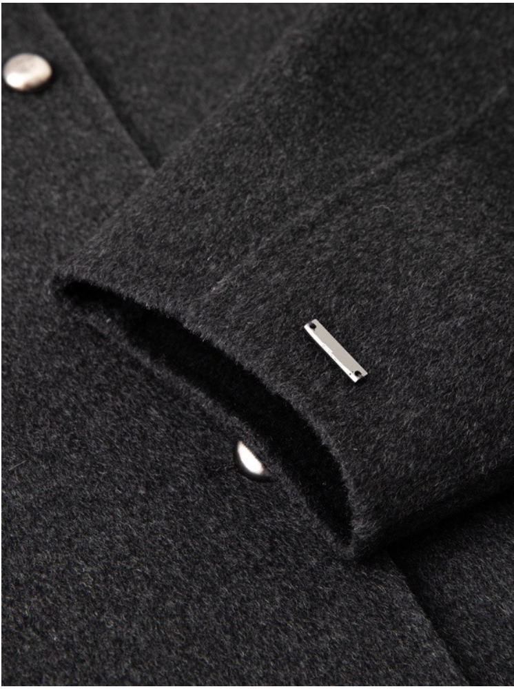 Short Wool Blend Round-Neck Jacket