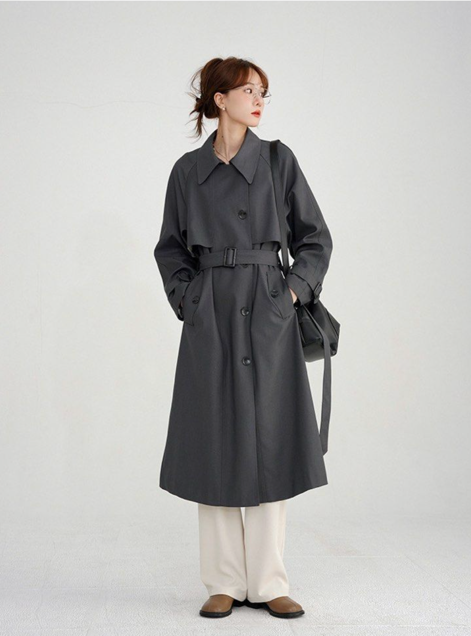 Gray British-Style Trench Coat – Timeless Elegance with Modern Comfort