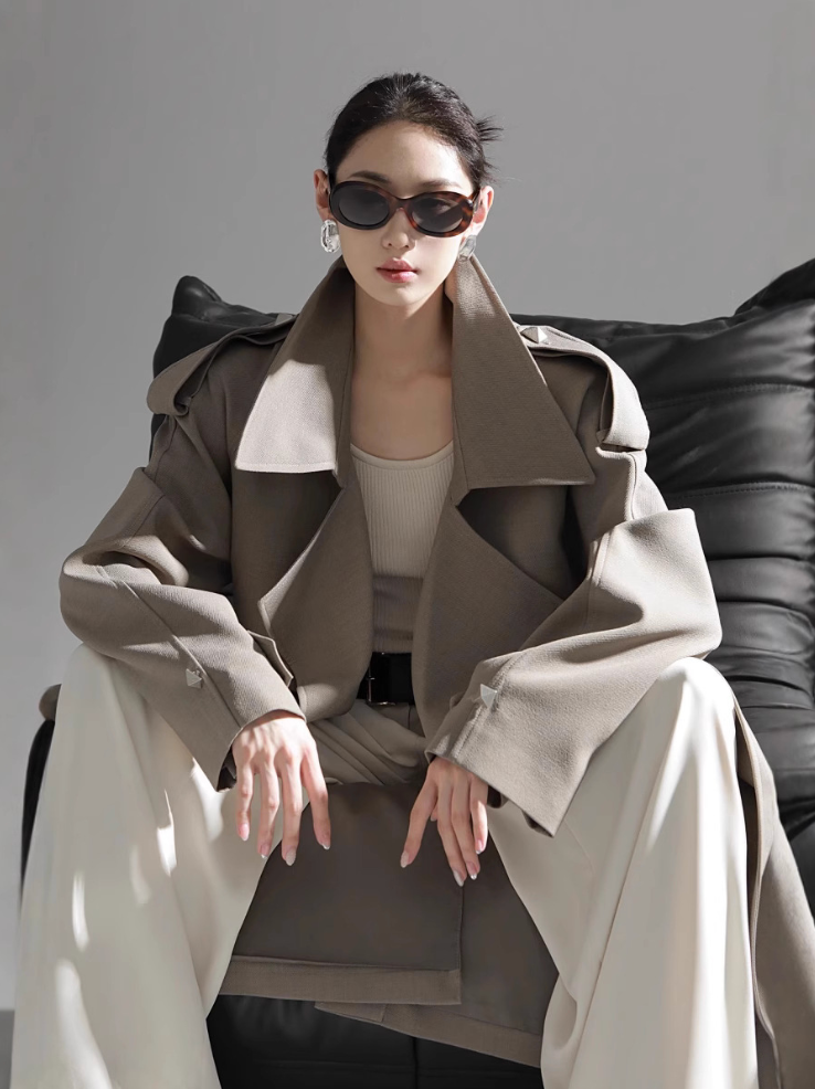 Studded Belted Trench Coat