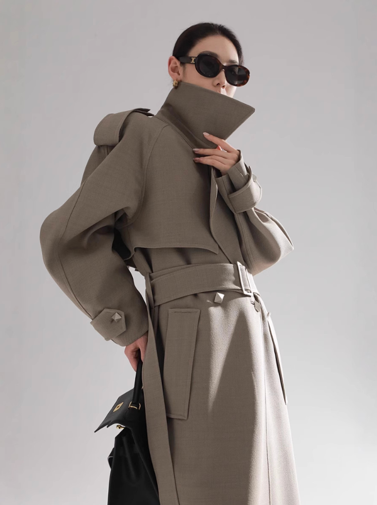 Studded Belted Trench Coat