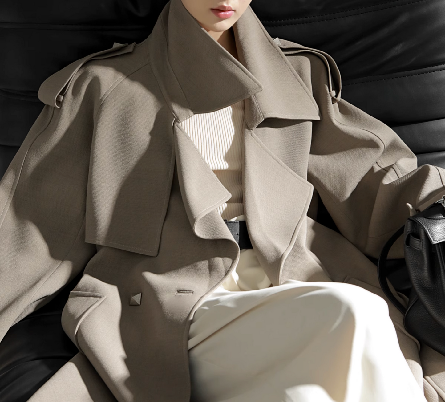Studded Belted Trench Coat