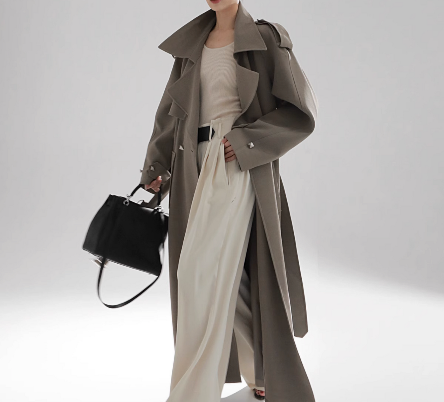 Studded Belted Trench Coat