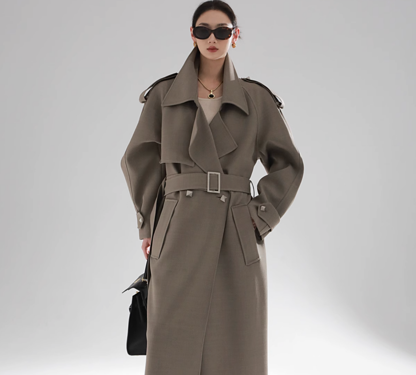Studded Belted Trench Coat