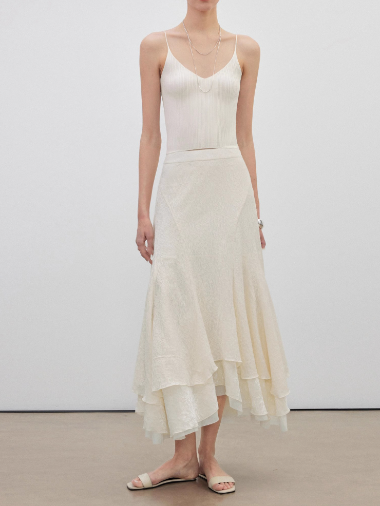 Asymmetrical Velvet Mermaid Skirt with Lace Trim