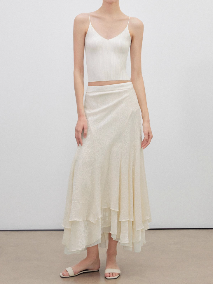 Asymmetrical Velvet Mermaid Skirt with Lace Trim