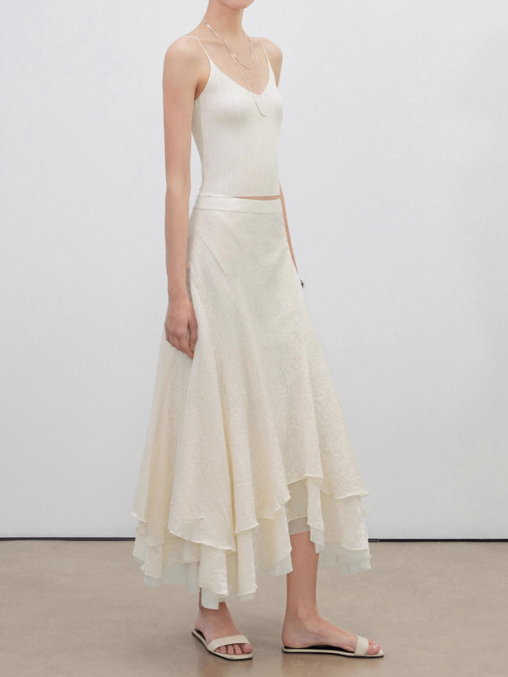 Asymmetrical Velvet Mermaid Skirt with Lace Trim