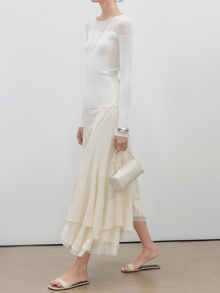 Asymmetrical Velvet Mermaid Skirt with Lace Trim