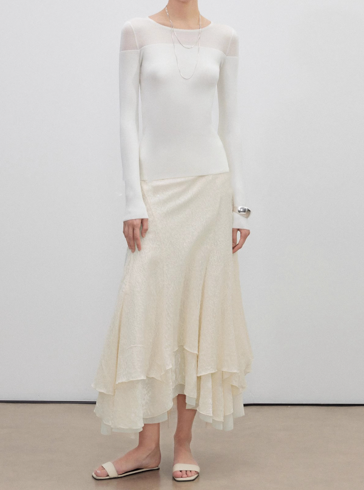 Asymmetrical Velvet Mermaid Skirt with Lace Trim