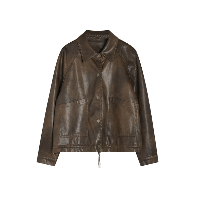 Ruched Retro Moto-Style Jacket