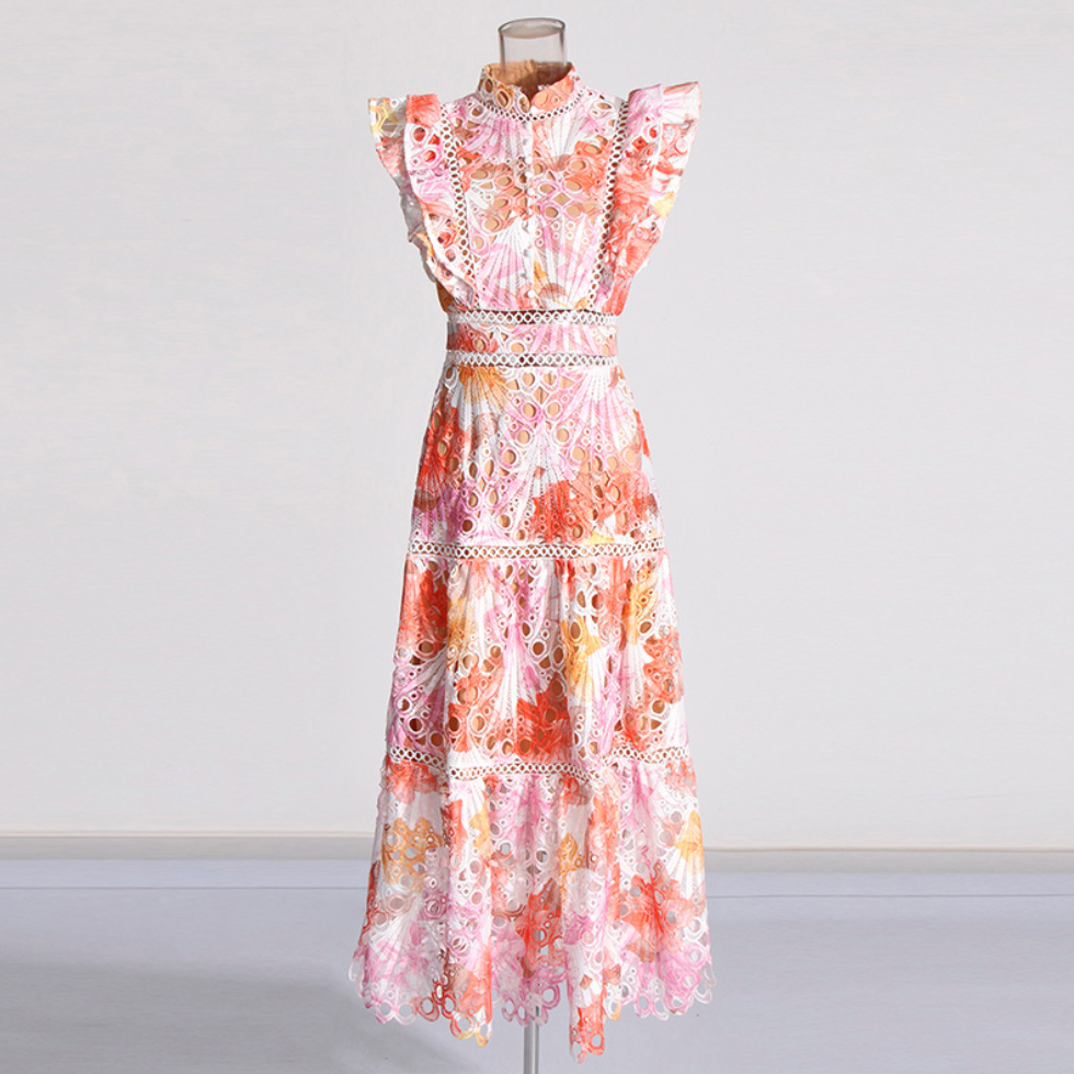 Premium Lace Detail Empire Waist Maxi Dress