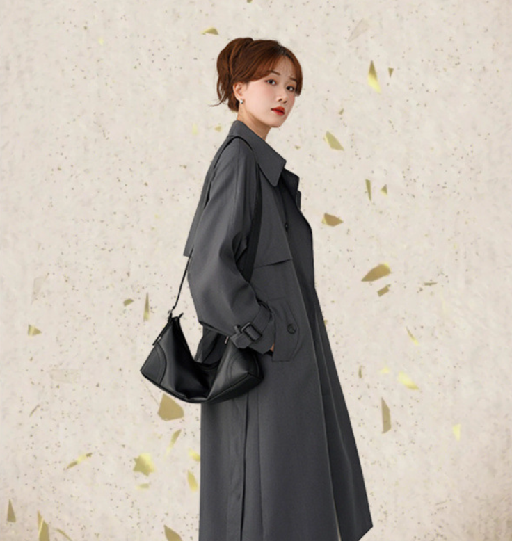 Gray British-Style Trench Coat – Timeless Elegance with Modern Comfort