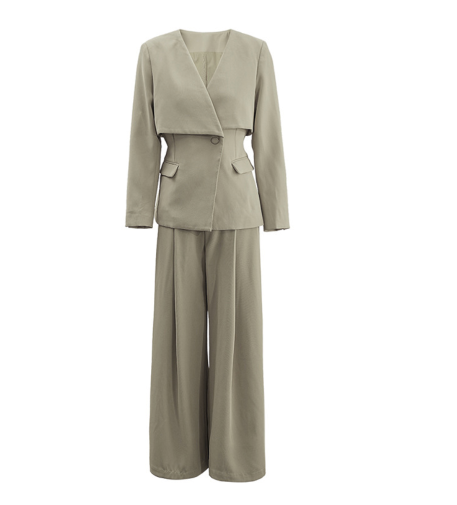 Urban Power Suit – Two-Piece Blazer & Wide-Leg Pants Set