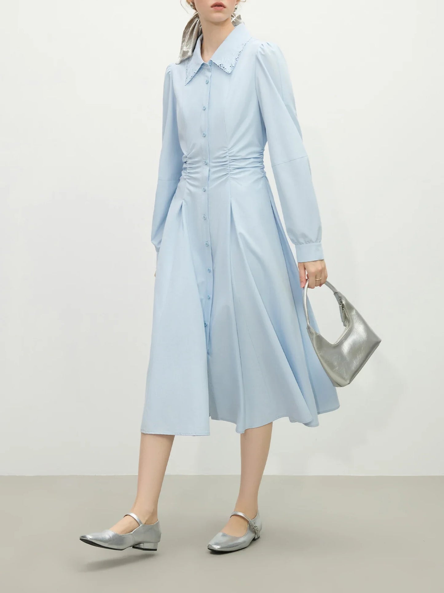 French-Inspired Belted Shirt Dress